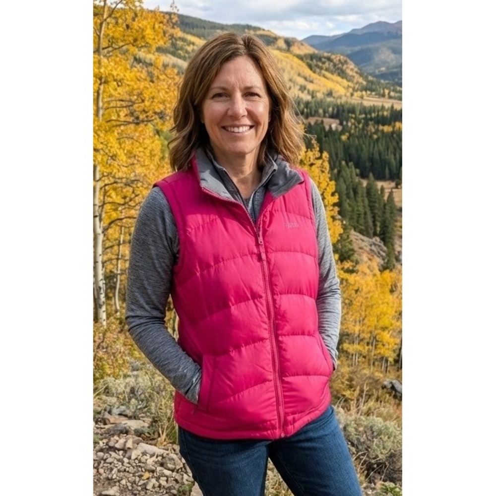 Lands End Women's Puffer Vest Down Full Zip Sleeveless Quilted Size S/P Pink